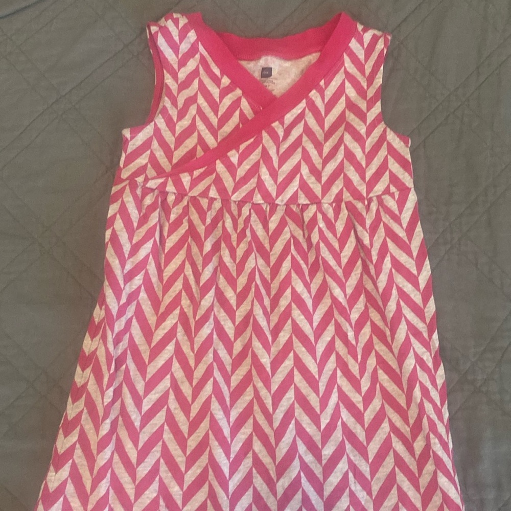Girls sz 7 Tea Collection Maxi Dress Pink Grey Long Sleeveless